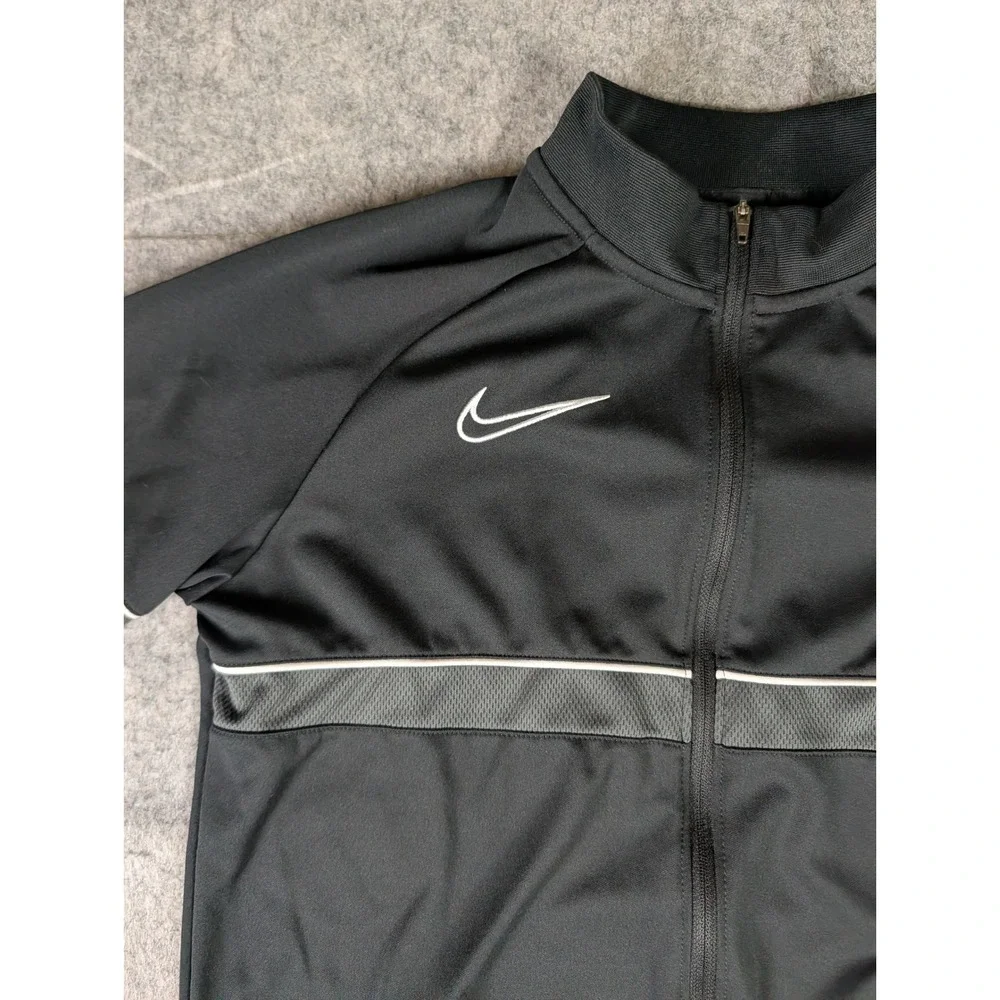 Nike Kids Dri-FIT Soccer Track Jacket Black Full Zip Athletic Warm Up CW6131-010